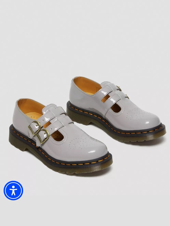 Dr. Martens Shoes - 8065 PATENT LEATHER MARY JANE SHOES Grey Patent Lamper NEW Without Box Sz 8